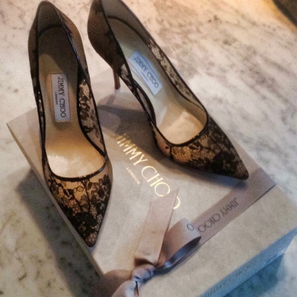 Jimmy Choo Lace Romy 100 W/ box,dust cover,etc